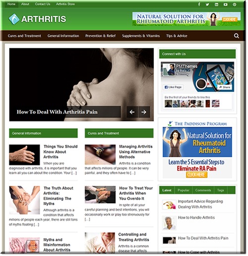 Product picture Premade Website & Blog: Arthritis Niche PLR Blog